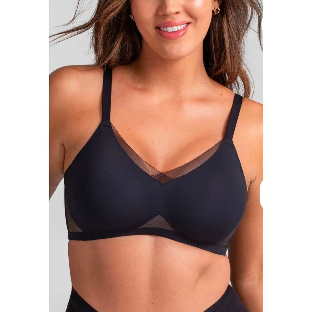 Honeylove Crossover Bra Size Large 38B/C Black Comfort Support